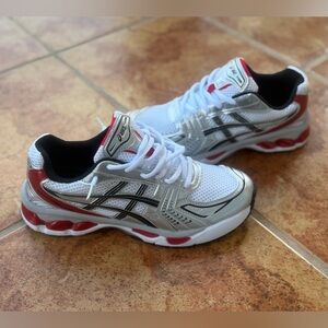 Size 7 Men’s And Women’s 8.5 - Asics Gel Kayano 14 White and Red Sneakers